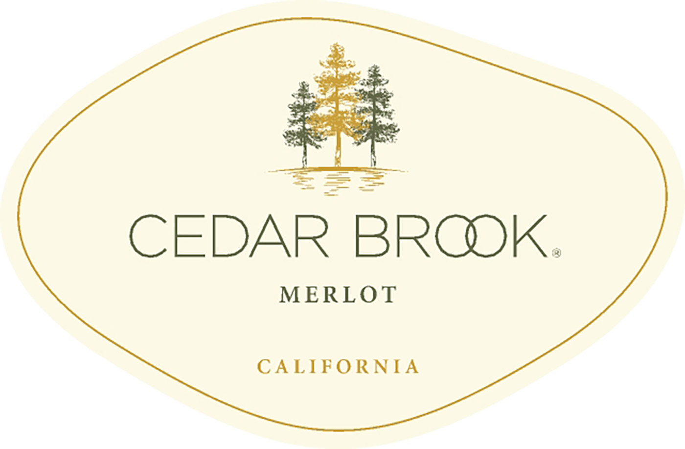 Cedar brook Merlot front wine label sample
