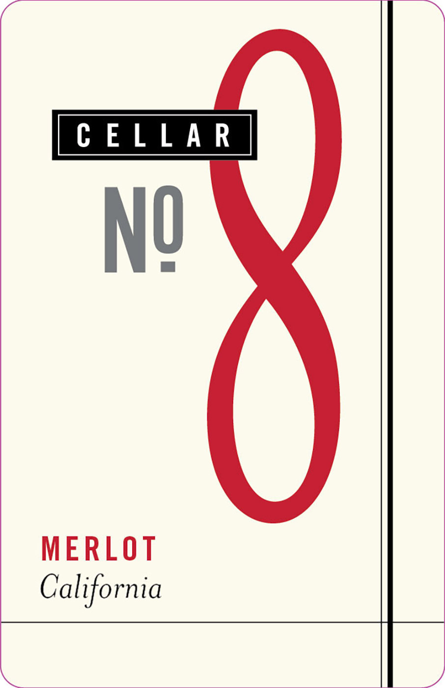 Cellar No 8 brand Merlot wine bottle front label sample