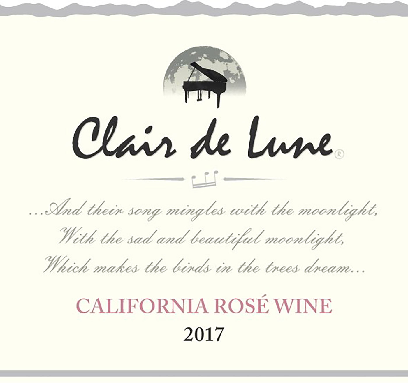 Clair De Lune Rosé wine bottle front label sample