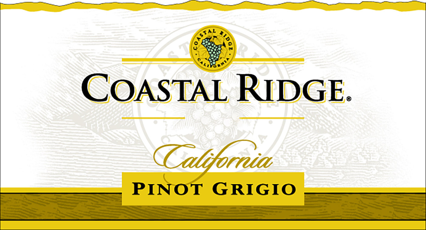 Coastal Ridge Pinot Grigio front wine label sample