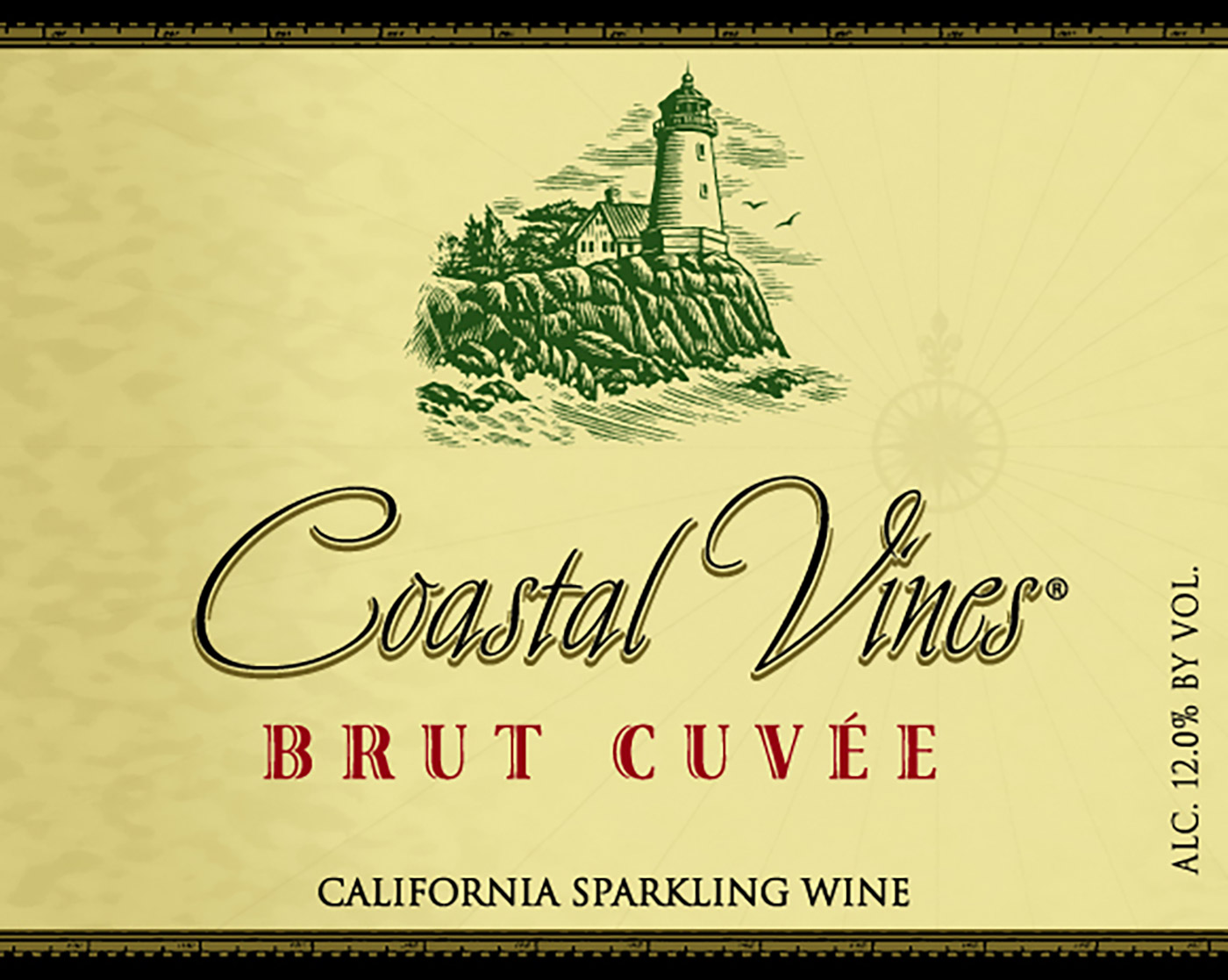 Coastal Vines brand Brut bottle front label sample