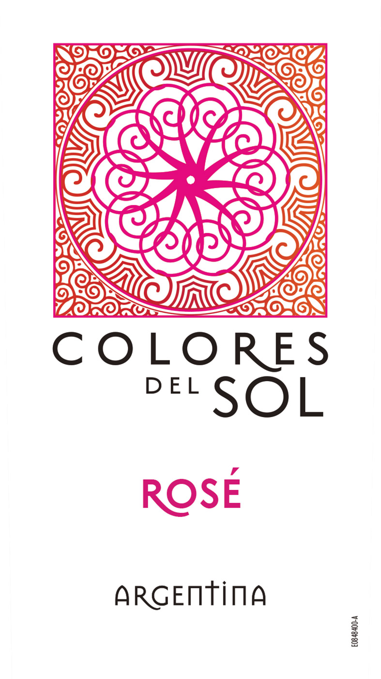 Colores del Sol brand Rosé wine bottle front label sample