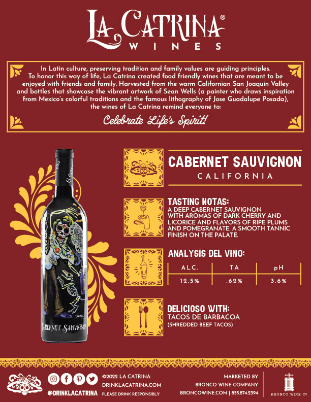 La Catrina Vino Cabernet Sauvignon tech sheet sample