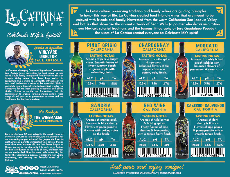 La Catrina Vino Family tech sheet sample