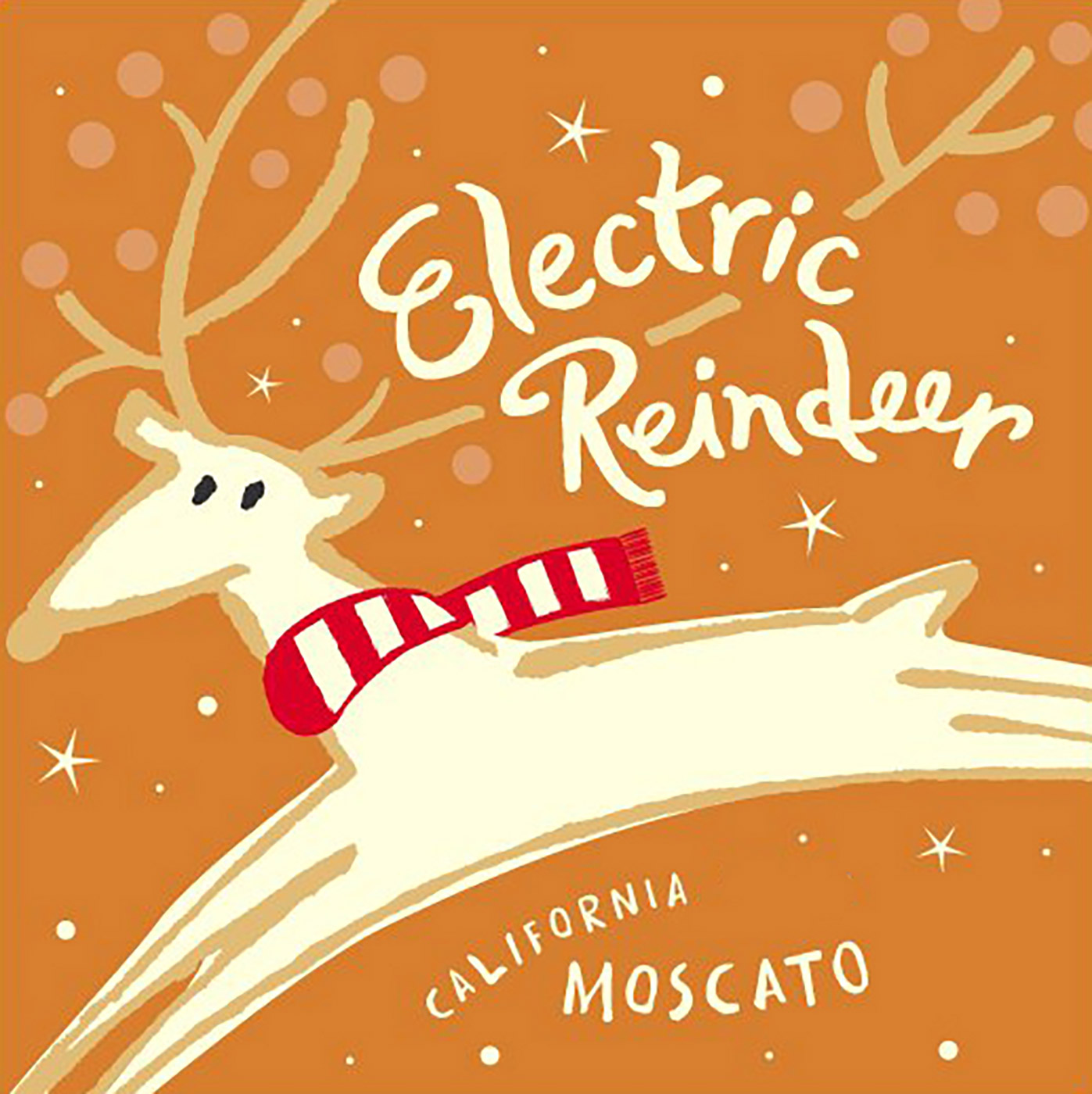 Electric Reindeer brand Moscato front bottle label sample