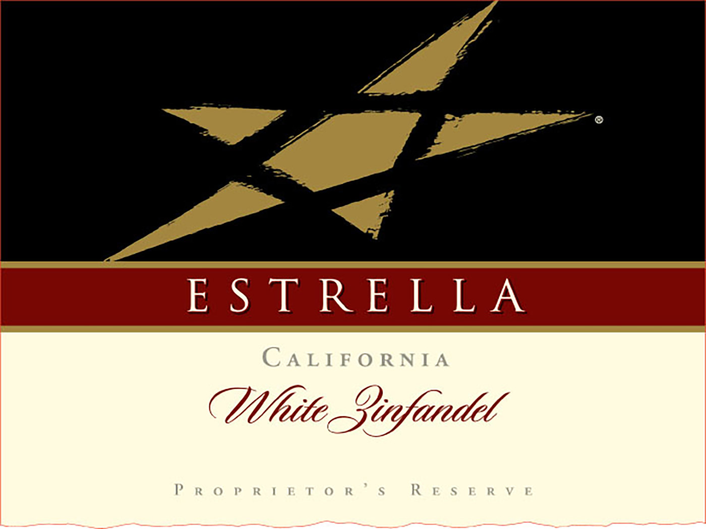 Estrella brand White Zinfandel front label sample