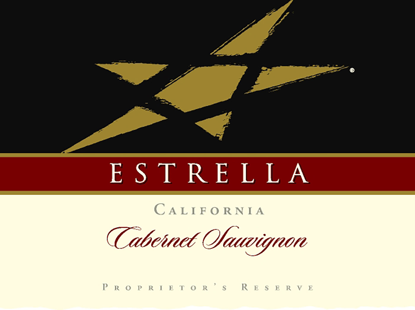 Estrella brand Cabernet Sauvignon wine bottle front label sample