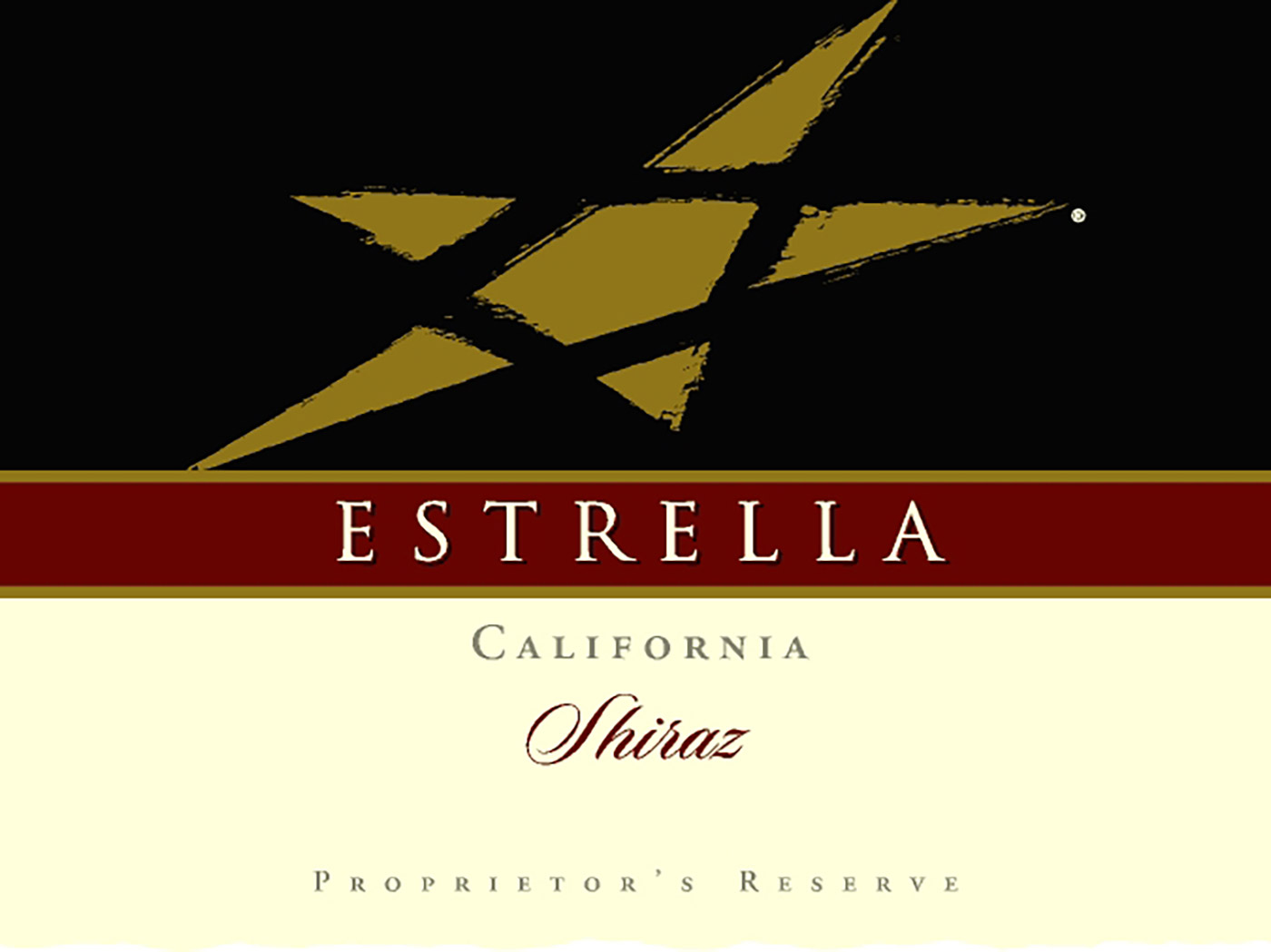 Estrella brand Shiraz wine bottle front label sample