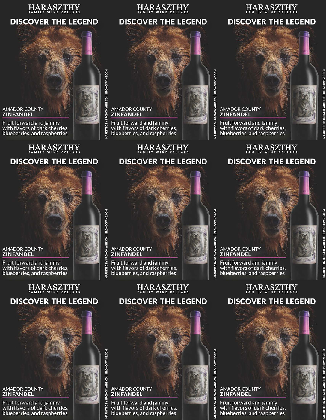 Haraszthy Family Cellars brand Amador Zinfandel shelf talker sample