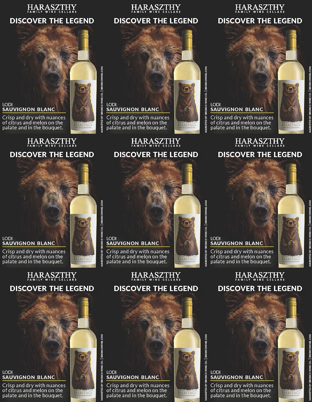 Haraszthy Family Cellars brand Bearitage Sauvignon Blanc shelf talkers