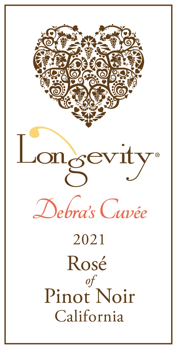 Longevity brand Rosé of Pinot Noir bottle front label sample