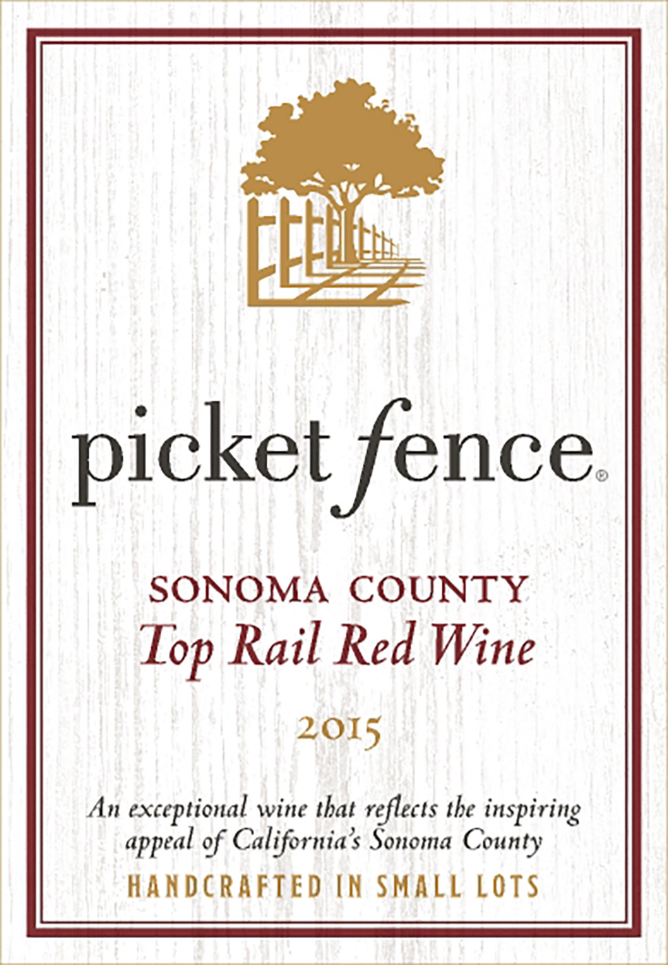 Picket Fence brand Top Rail Red wine bottle front label sample