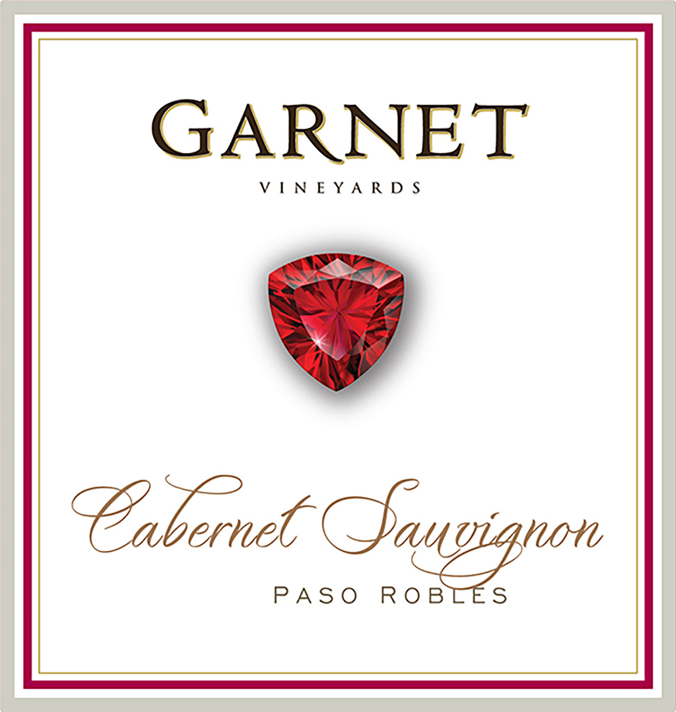 Garnet Vineyards brand Paso Robles Cabernet Sauvignon front label sample