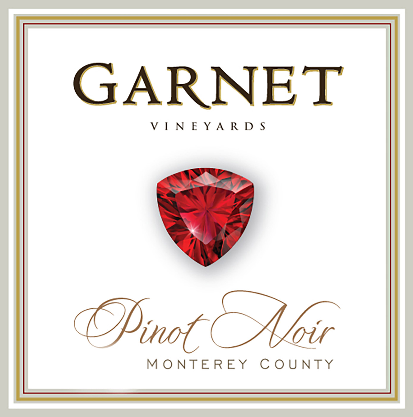 Garnet Vineyards brand Monterey County Pinot Noir front label sample