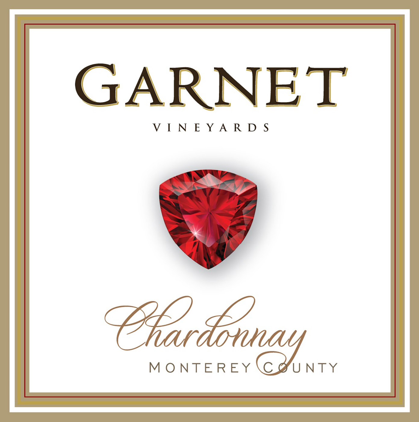 Garnet Vineyards brand Monterey County Chardonnay front label sample