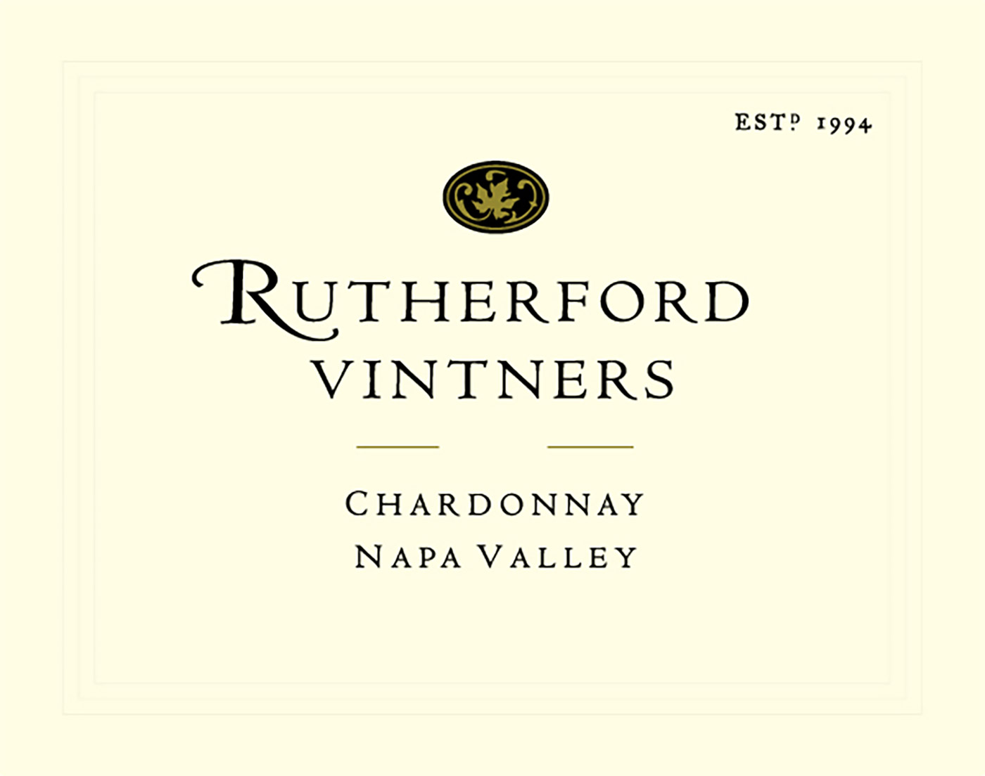 Rutherford Vintners brand Chardonnay wine bottle front label sample