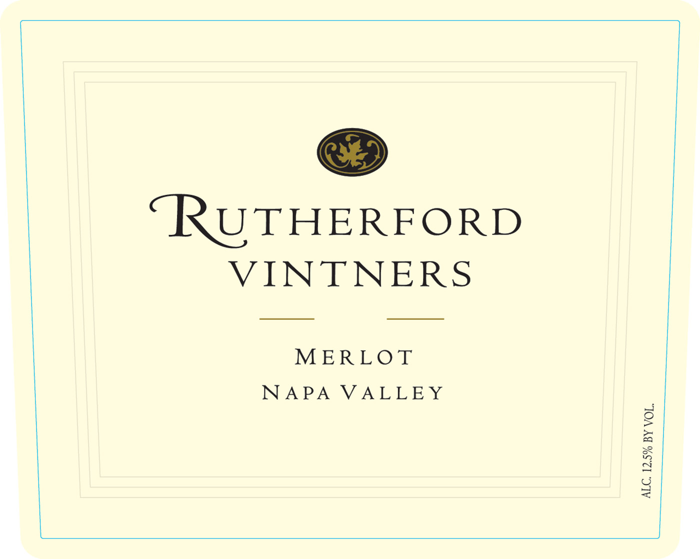 Rutherford Vintners brand Merlot wine bottle front label sample