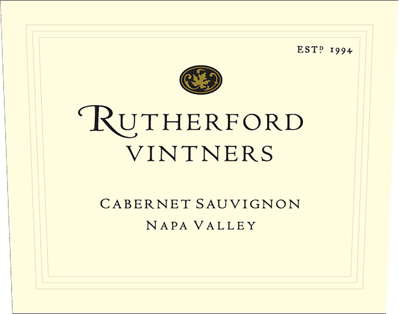 Rutherford Vintners brand Cabernet Sauvignon wine bottle front label sample