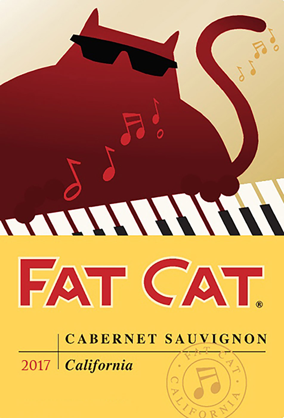 Fat Cat brand Cabernet Sauvignon wine bottle front label sample