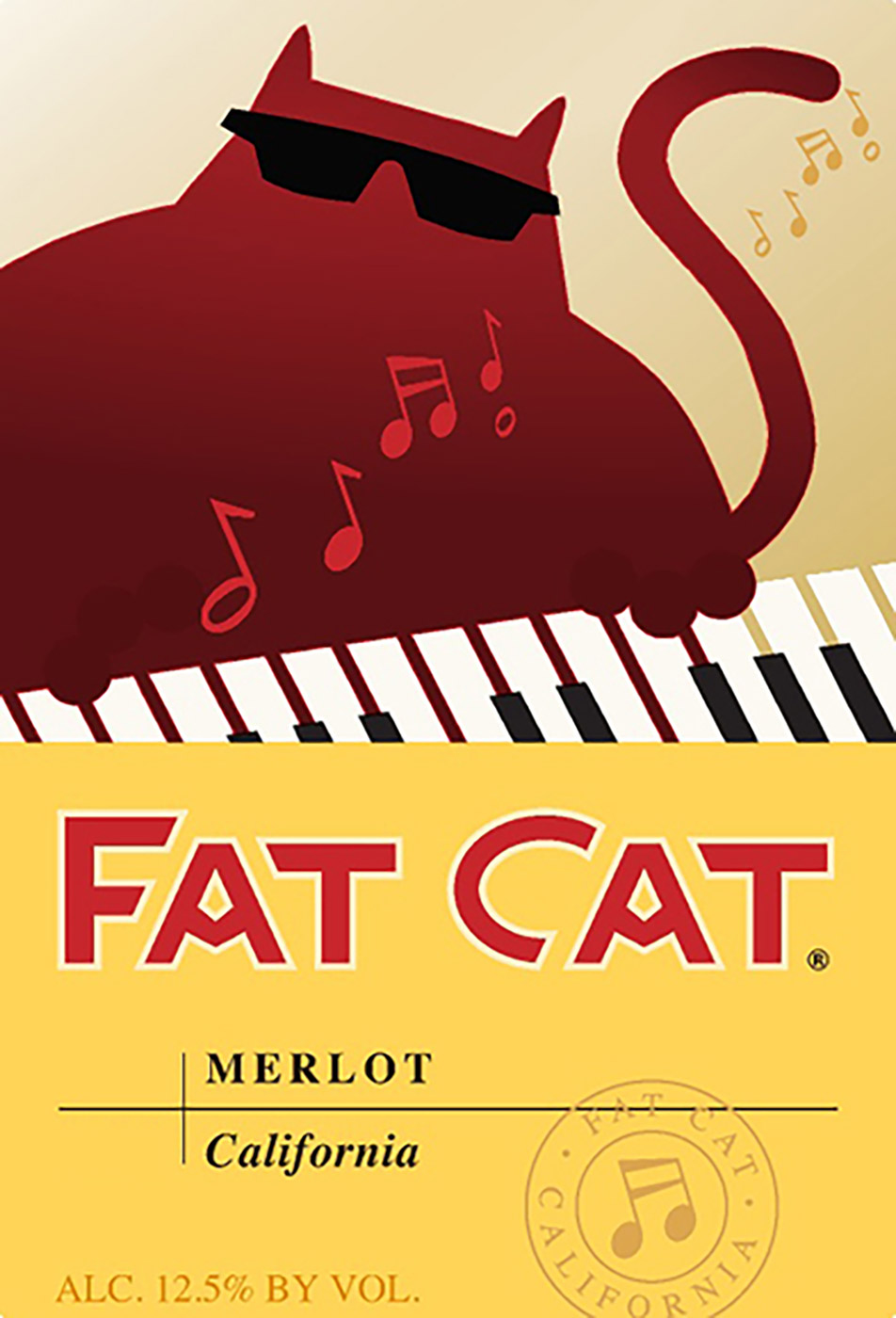 Fat Cat brand Merlot bottle front label sample