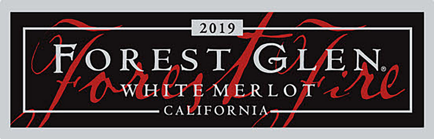 Forest Glen brand Forest Fire White Merlot wine bottle front label sample