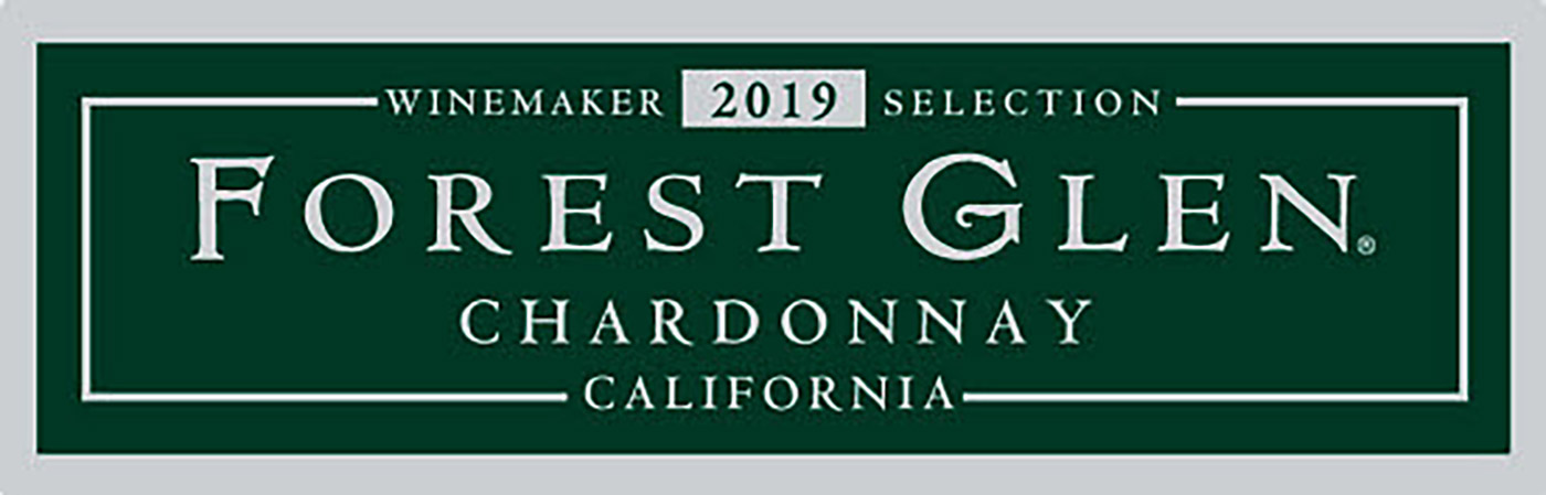 Forest Glen brand Chardonnay wine bottle front label sample