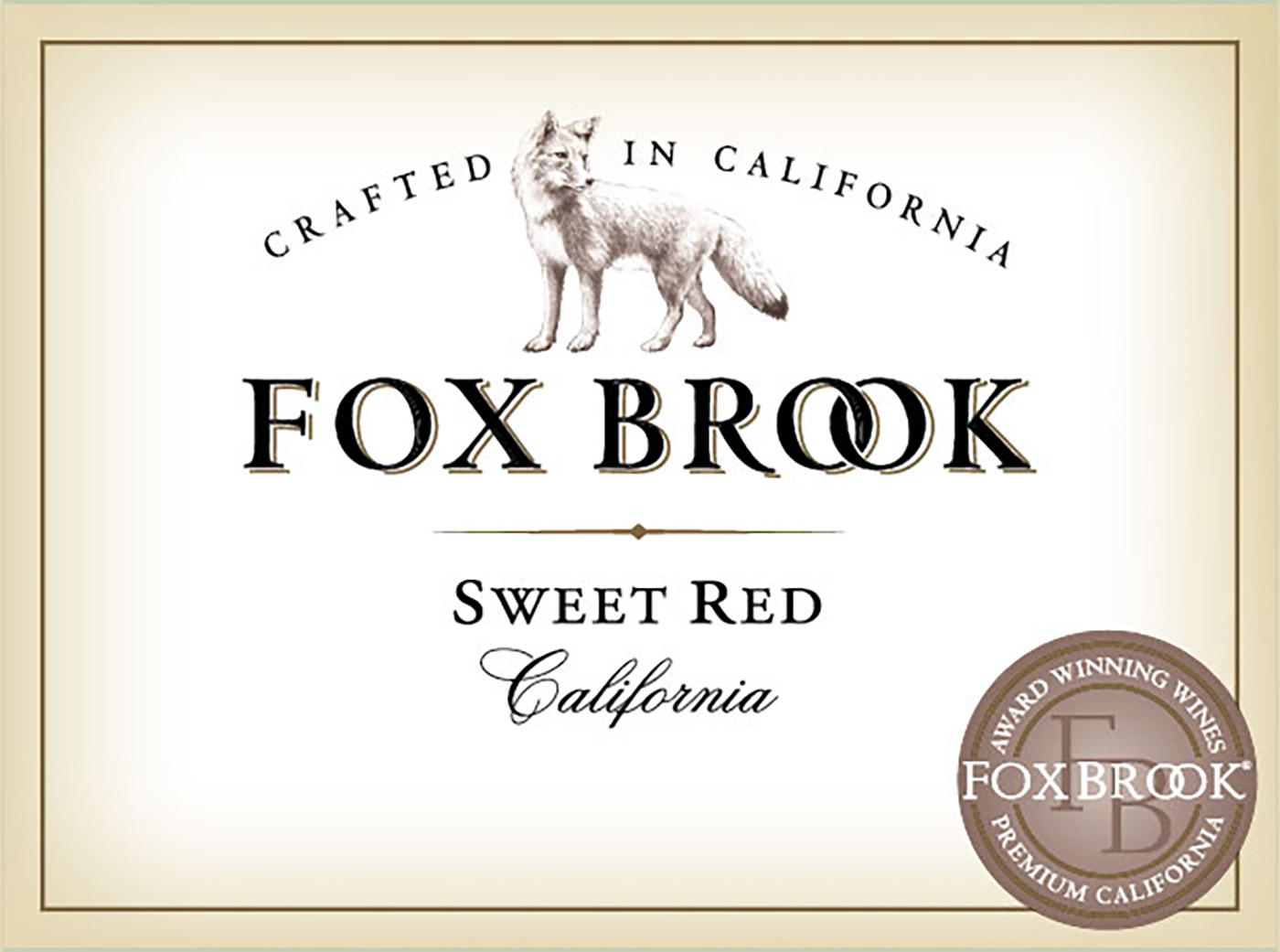 Fox Brook brand Sweet Red wine bottle front label sample