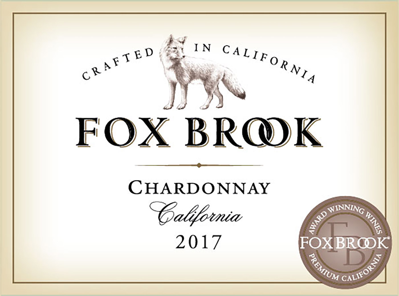 Fox Brook brand Chardonnay bottle front label sample