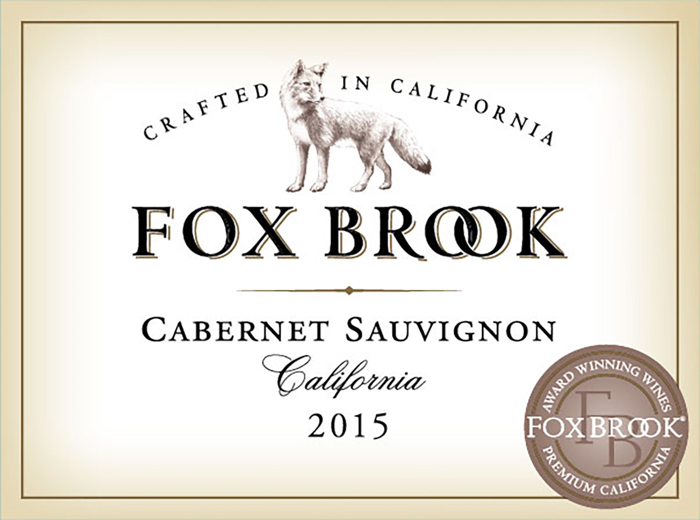 Fox Brook brand Cabernet Sauvignon wine bottle front label sample