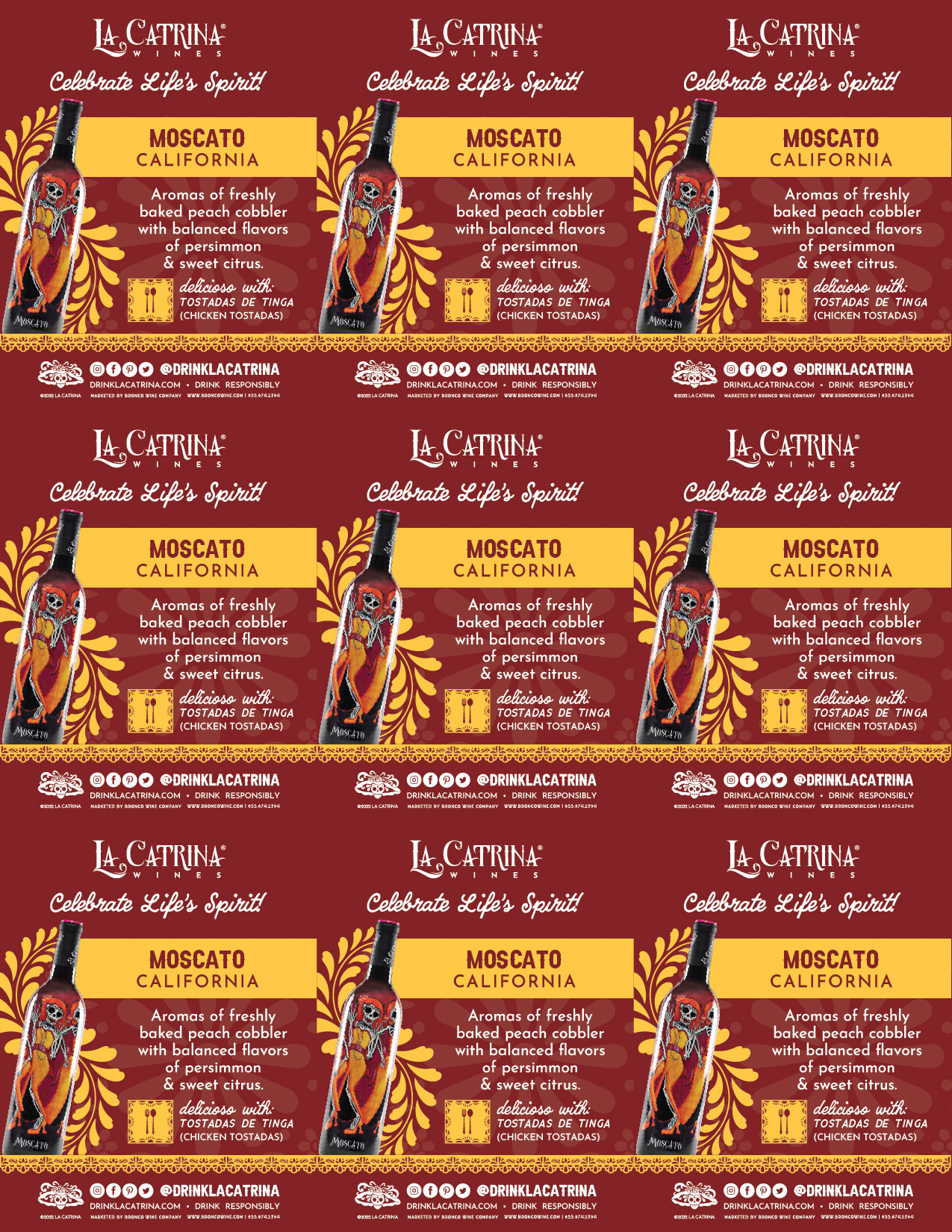 La Catrina Vino Moscato shelf talker sample