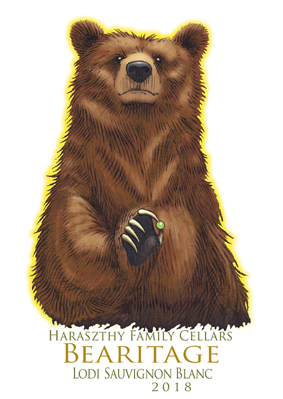 Haraszthy Family Cellars brand Bearitage Sauvignon Blanc front label sample