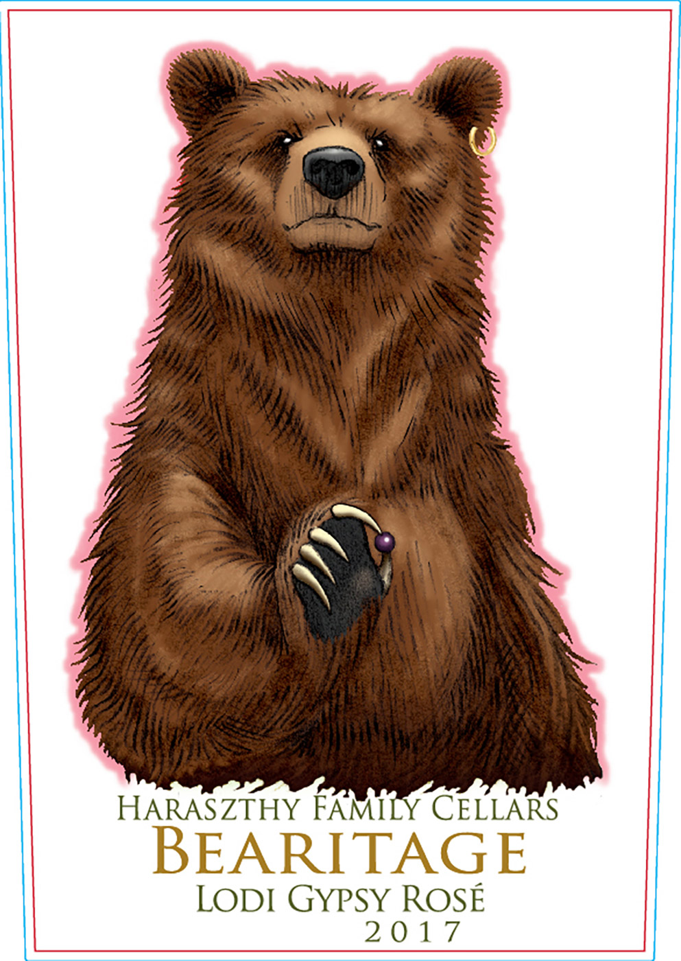 Haraszthy Family Cellars brand Bearitage Gypsy Rosé front label sample