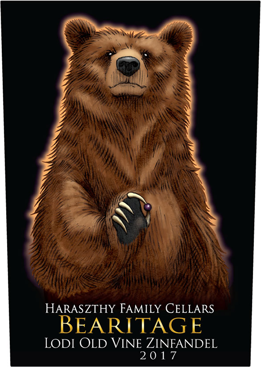 Haraszthy Family Cellars brand Bearitage Old Vine Zinfandel front label sample