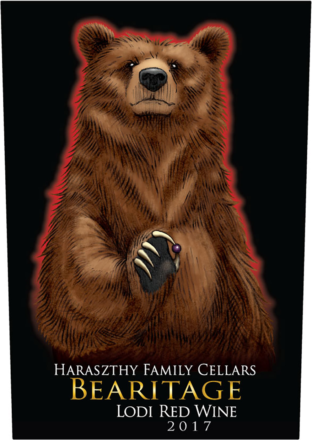 Haraszthy Family Cellars brand Bearitage Red Wine front label sample