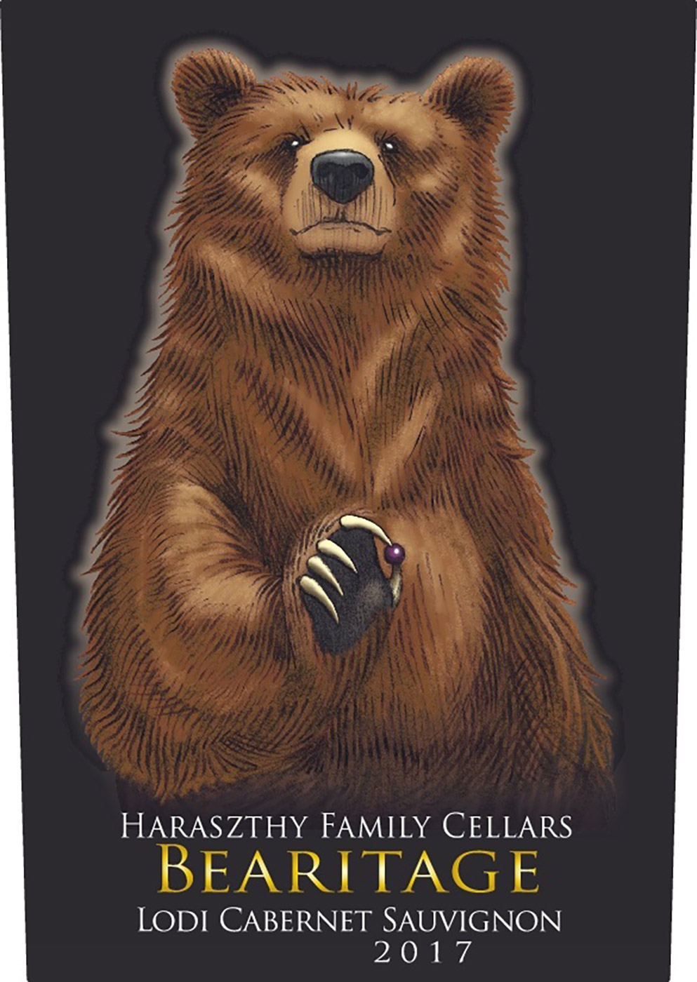 Haraszthy Family Cellars brand Bearitage Cabernet Sauvignon front label sample