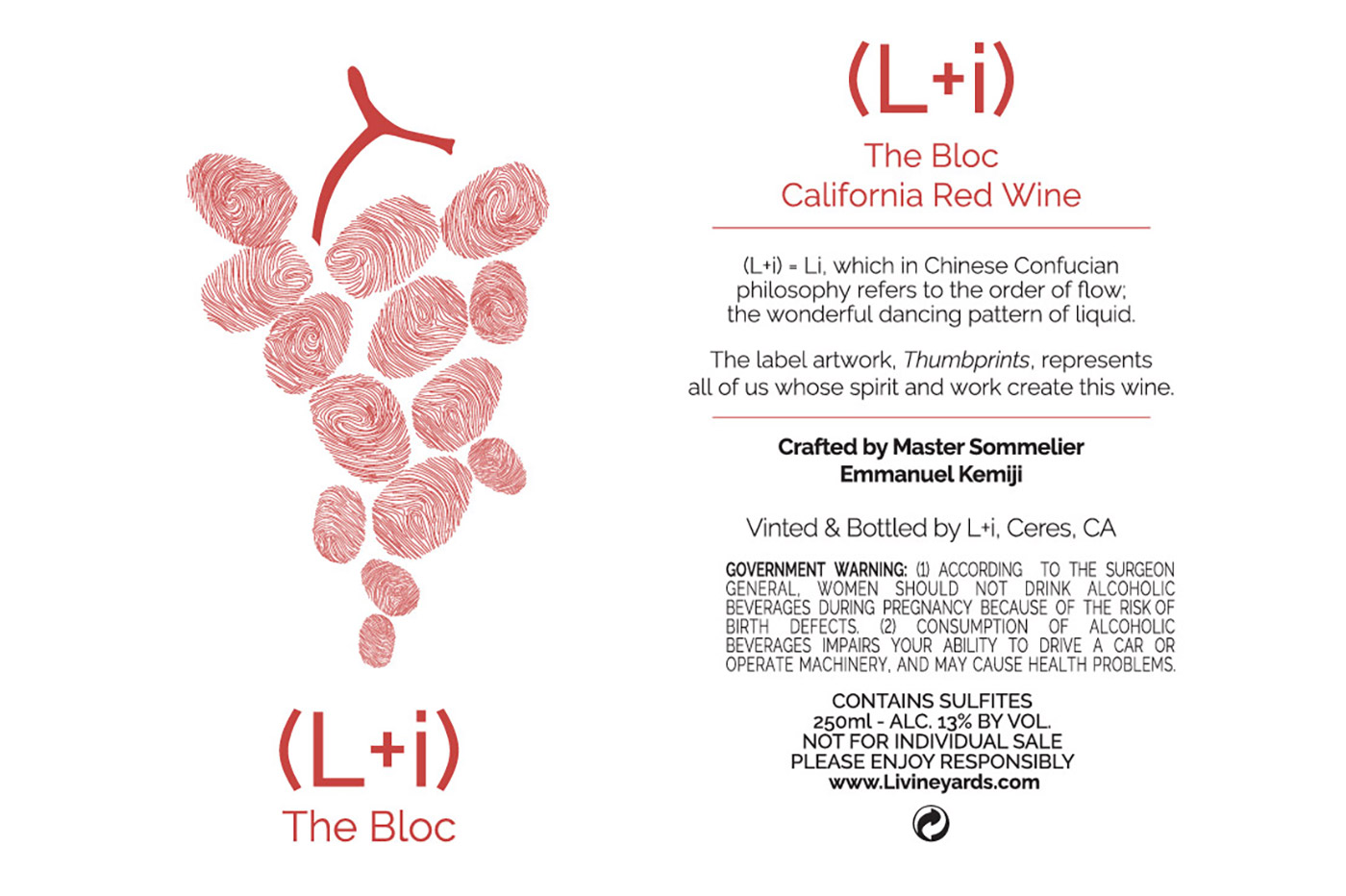 L+i brand The Bloc wine can label sample