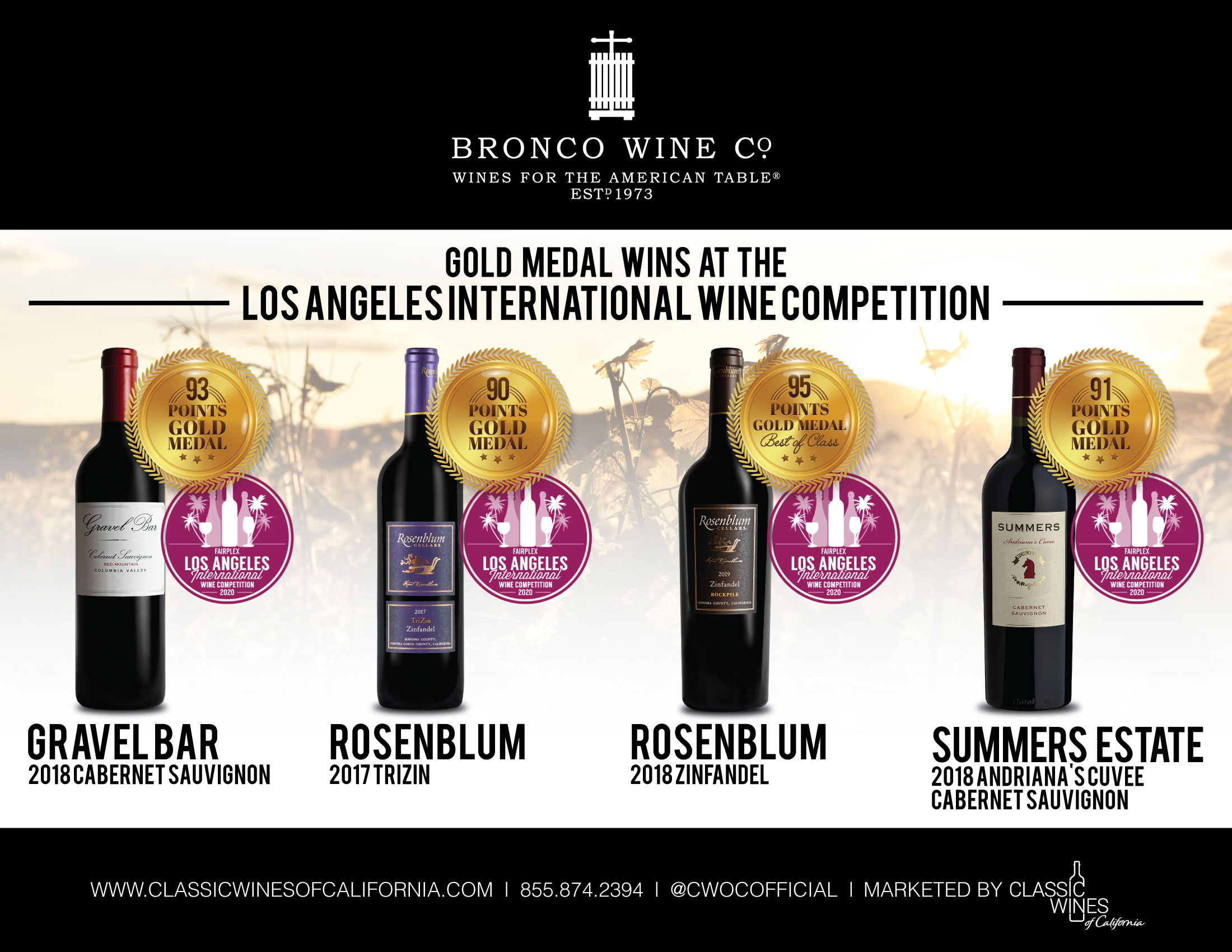 Bronco Wine 2022 Los Angeles Intl Wine Competition Accolades sample