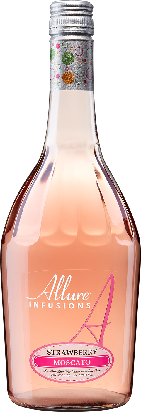 Allure Infusions brand Strawberry Moscato bottle front view