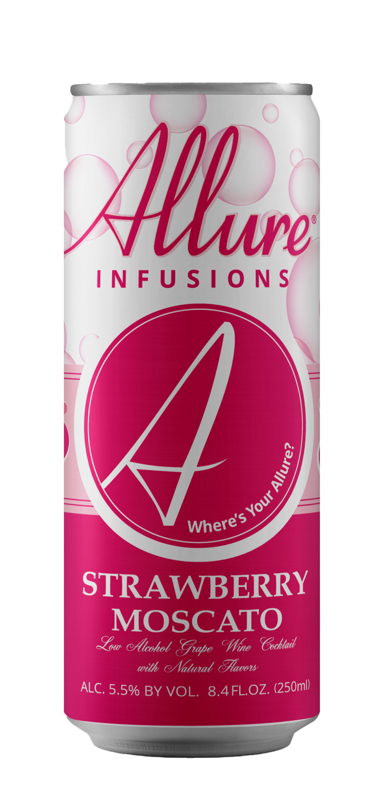 Allure Infusions brand Strawberry Moscato 250ml can front view