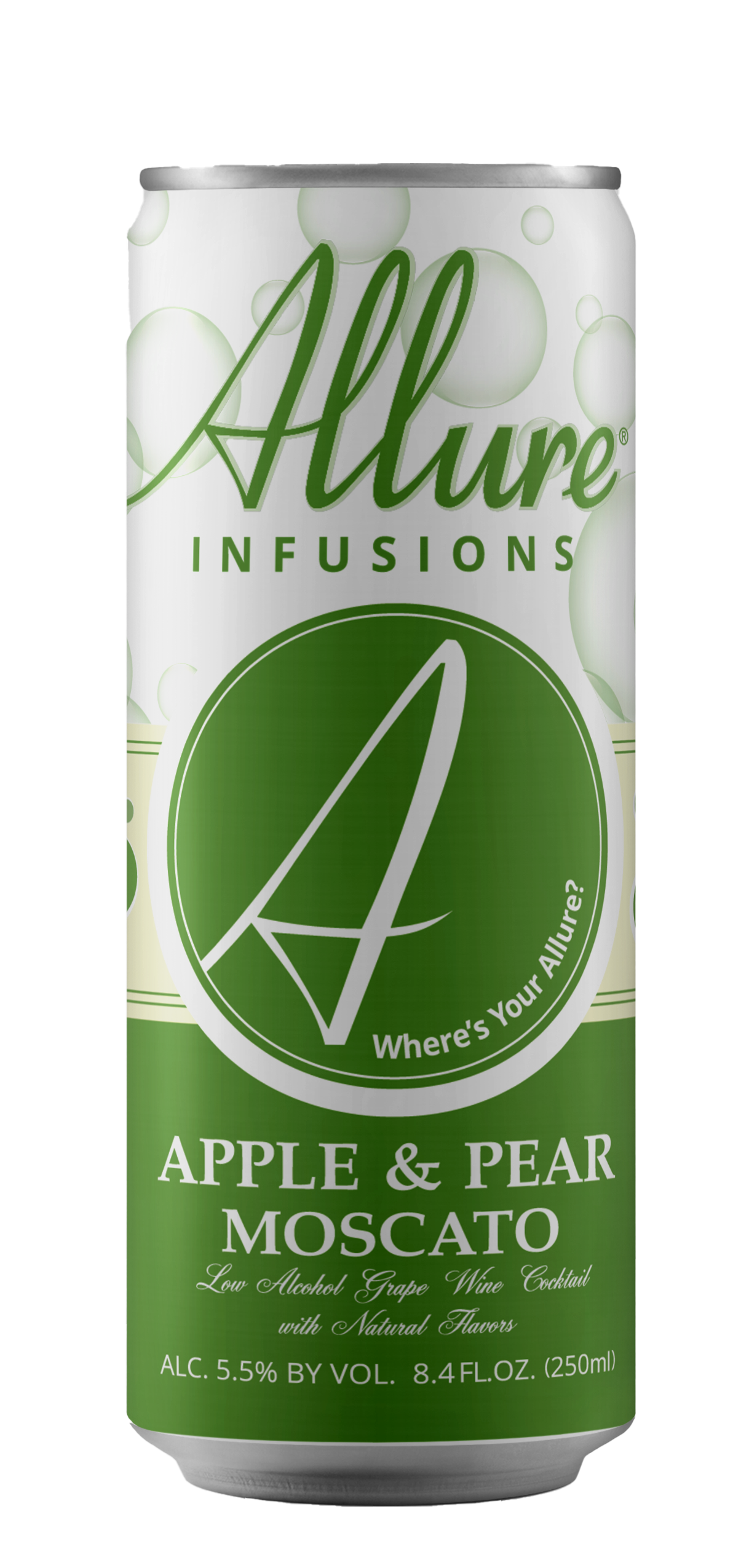 Allure Infusions brand Apple Pear Moscato 250ml can front view