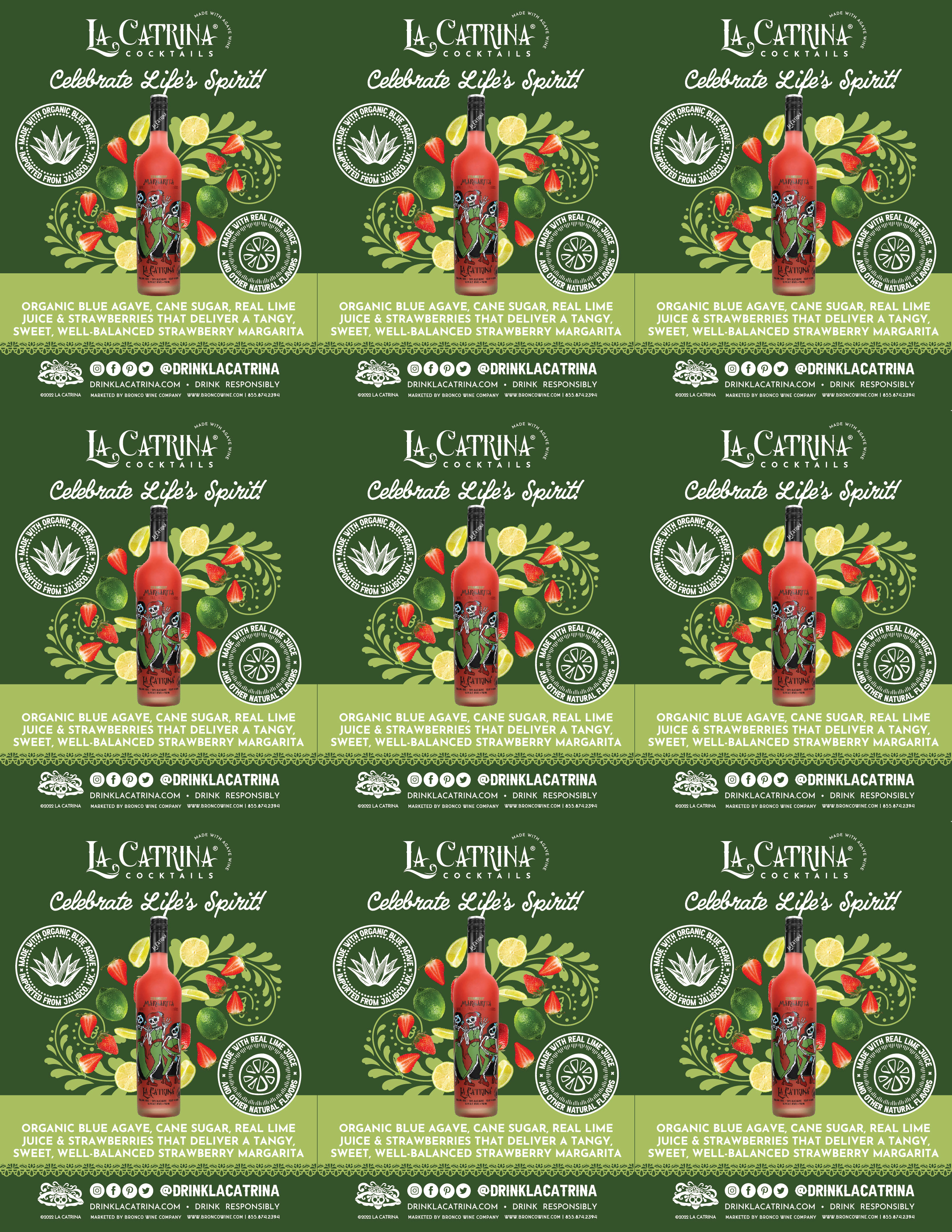 La Catrina Cocktails Strawberry Margarita shelf talker sample