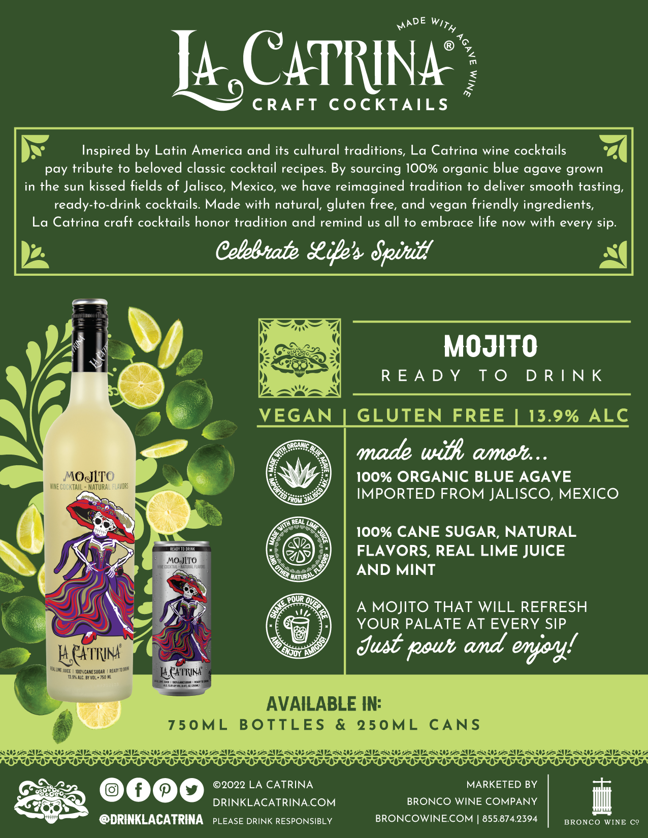 La Catrina Cocktails Mojito tech sheet sample