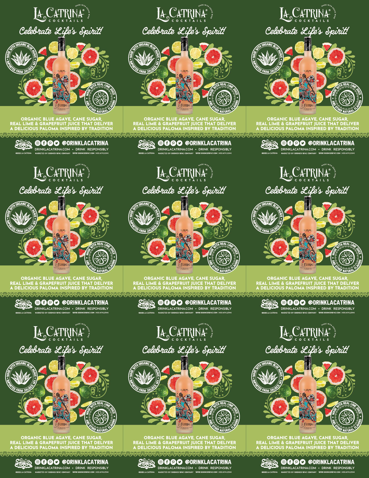 La Catrina Cocktails Paloma shelf talker sample
