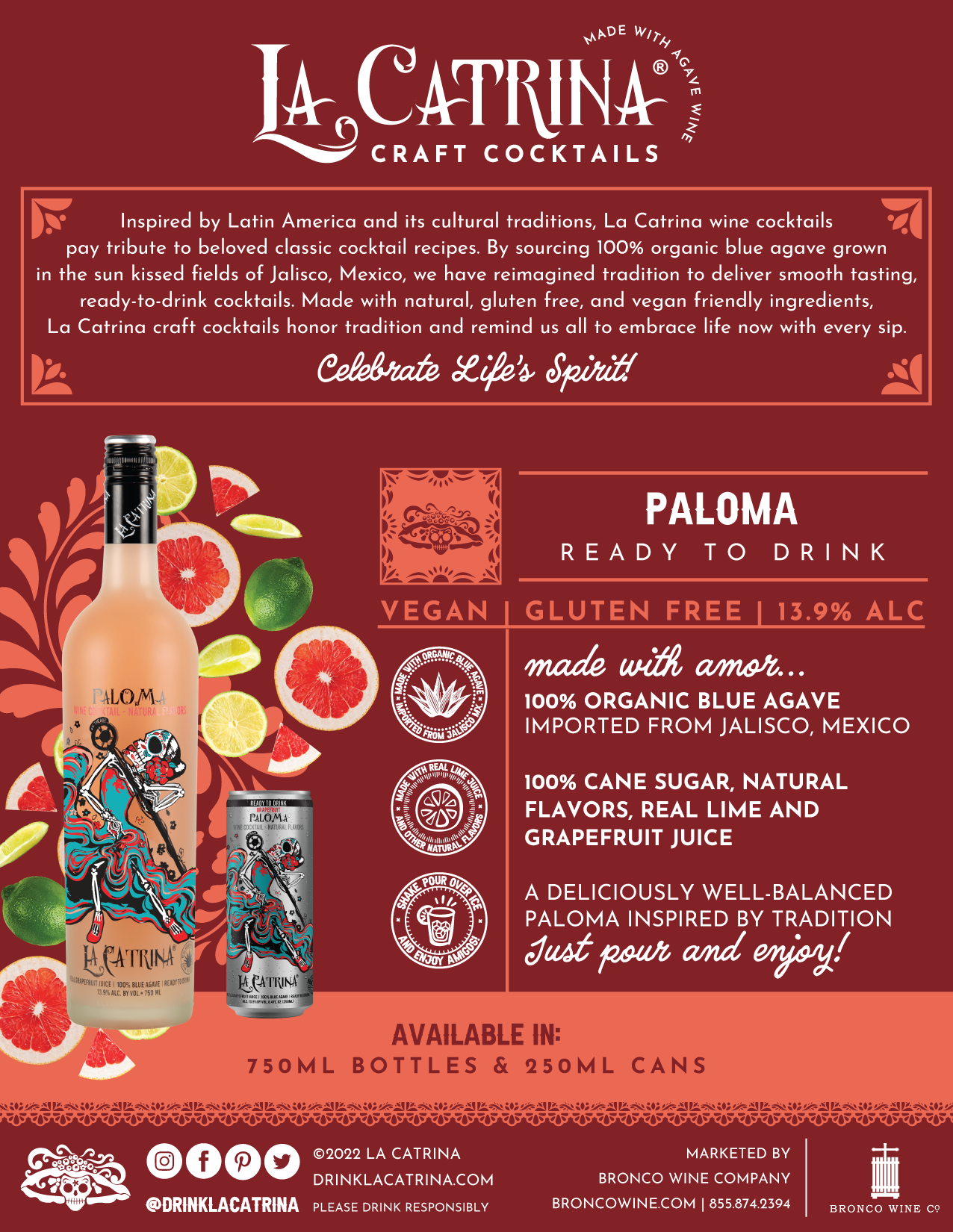 La Catrina Cocktails Paloma tech sheet sample