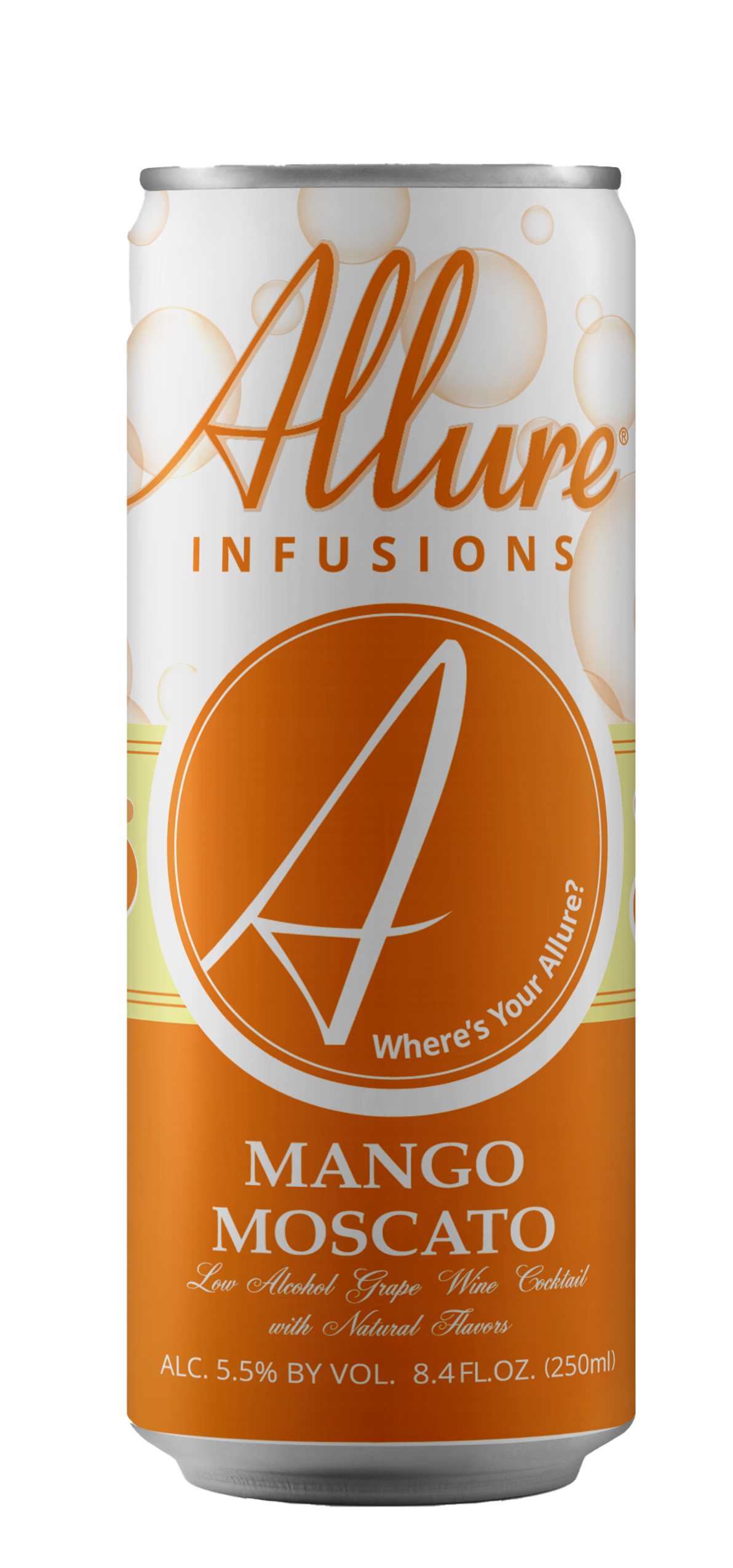 Allure Infusions brand Mango Moscato 250ml can front view