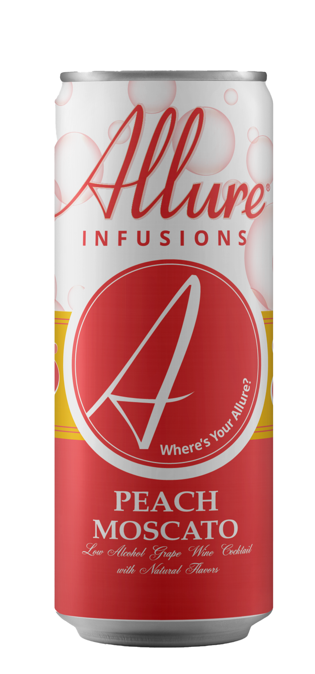 Allure Infusions brand Peach Moscato 250ml can front view