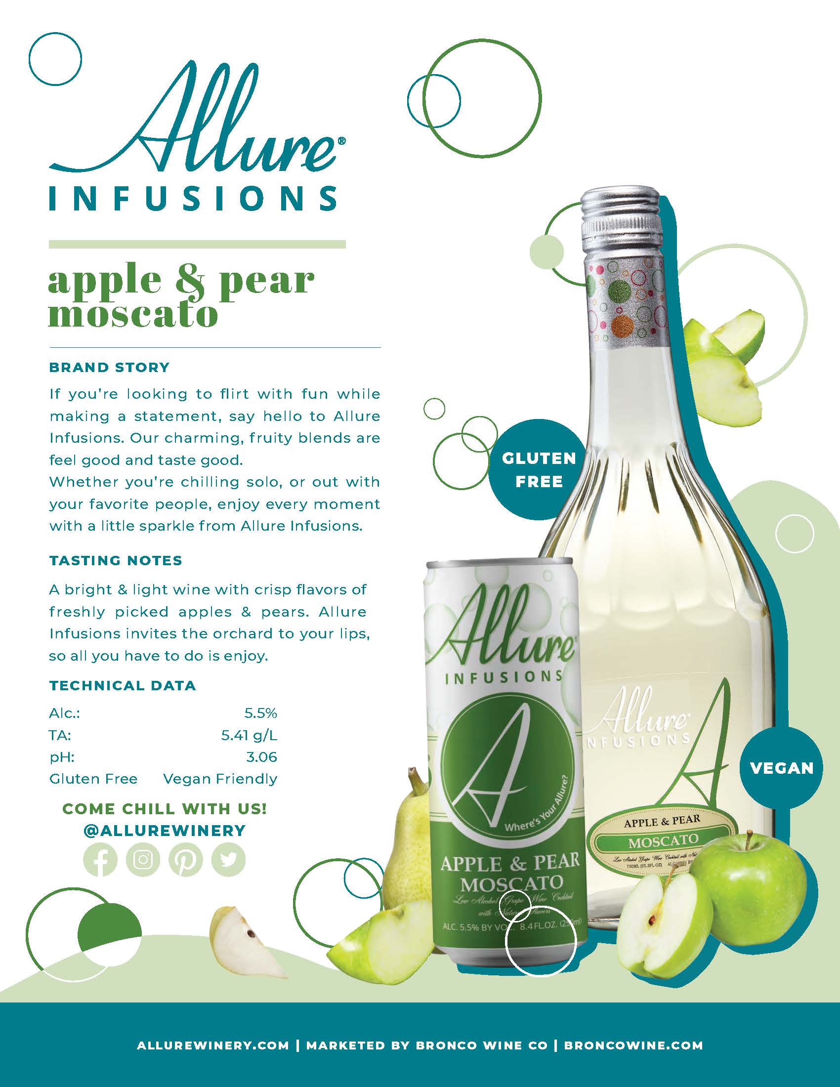 Allure Infusions Apple Pear Moscato tech sheets sample