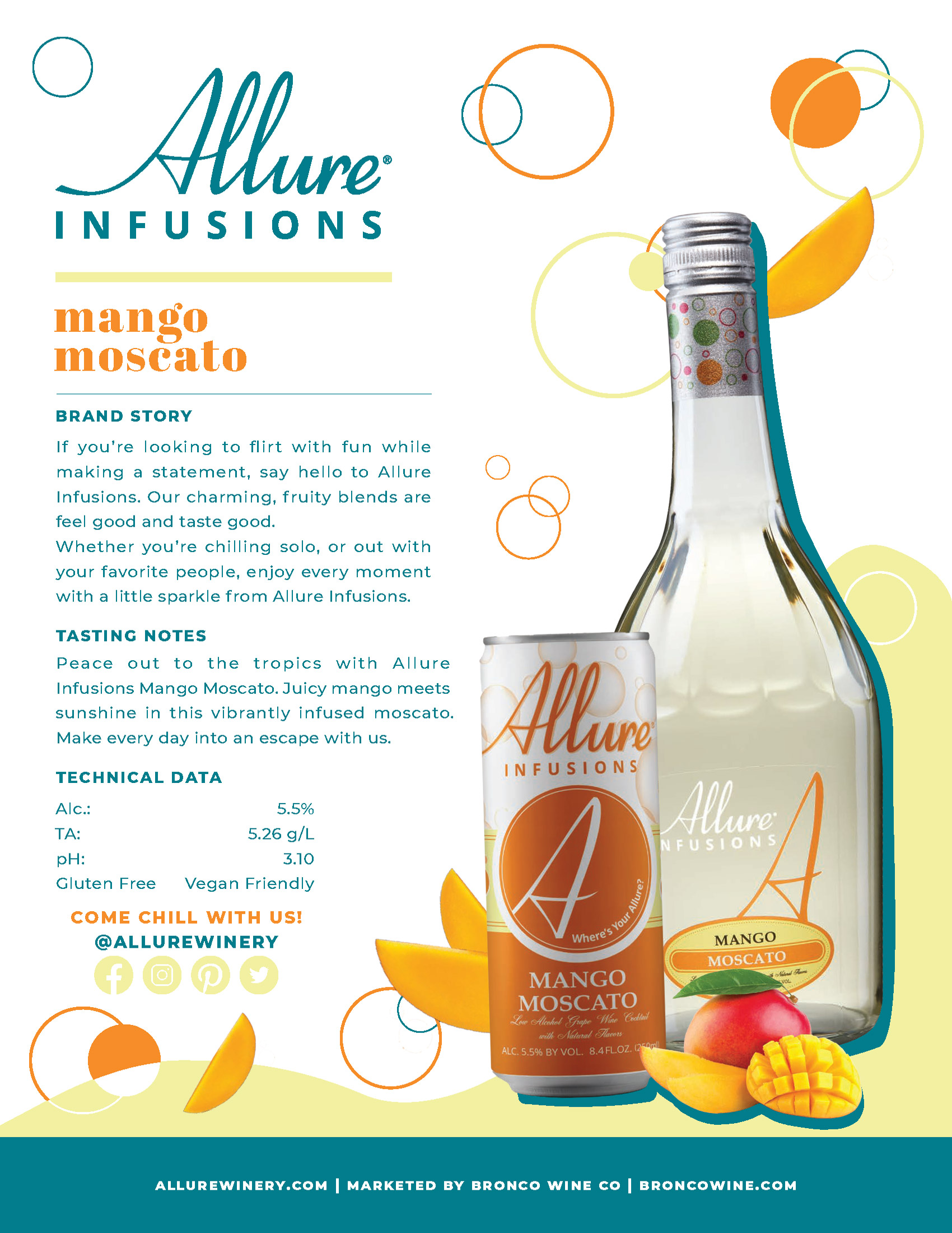 Allure Infusions Mango Moscato tech sheets sample