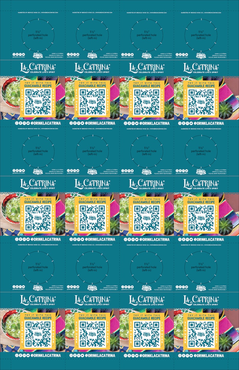 A grid of La Catrina guacamole recipe neckers