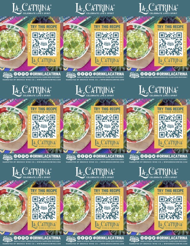 A grid of La Catrina guacamole recipe shelf talkers